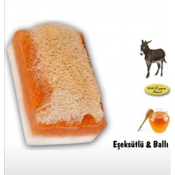 %100 DOĞAL EL YAPIMI KABAK LİFLİ EŞEK SÜTLÜ BALLI SABUN 120 GR