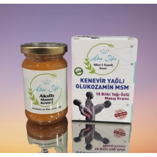 ABUŞİFA BİTKİSEL  KENEVİR YAĞLI 18 BİTKİ YAĞI ÖZLÜ KREMİ 200 ML & AKILLI MASAJ KREMİ 100 ML