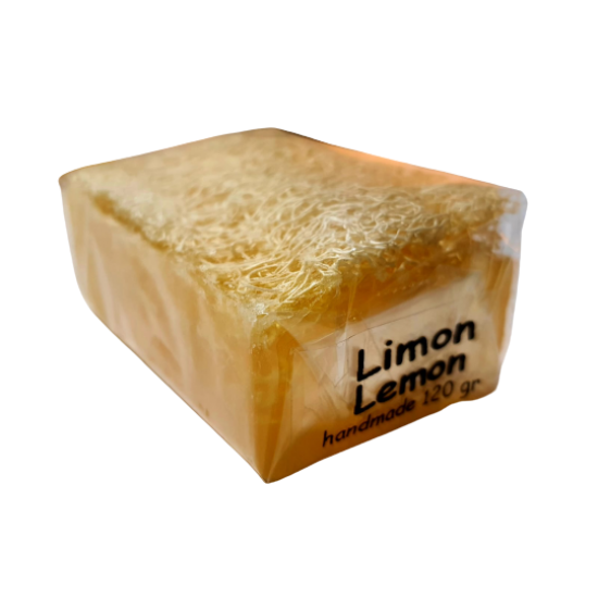 %100 DOĞAL EL YAPIMI KABAK LİFLİ LİMON SABUNU 120 GR