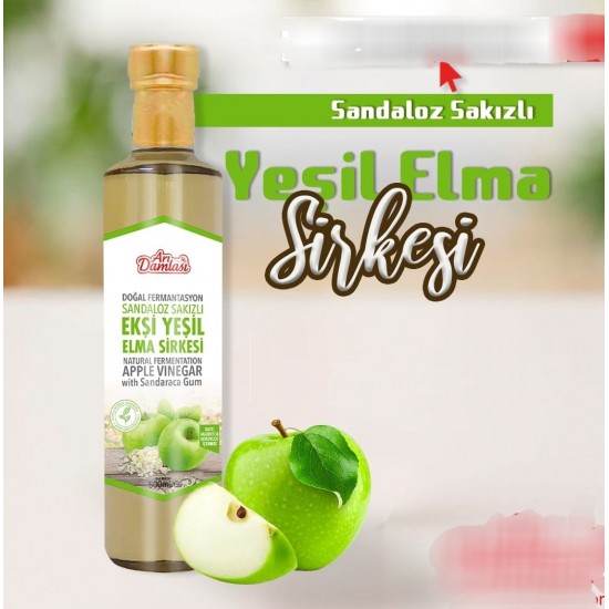 ARI DAMLASI SANDALOZ SAKIZLI YEŞİL ELMA SİRKESİ 500 ML